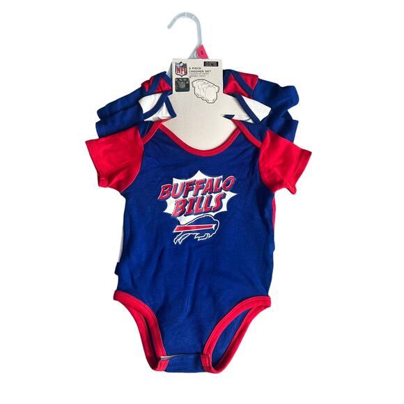 Buffalo Bills NFL Three Creepers One Piece Bodysuits 18 Months Red White Blue - Picture 1 of 11